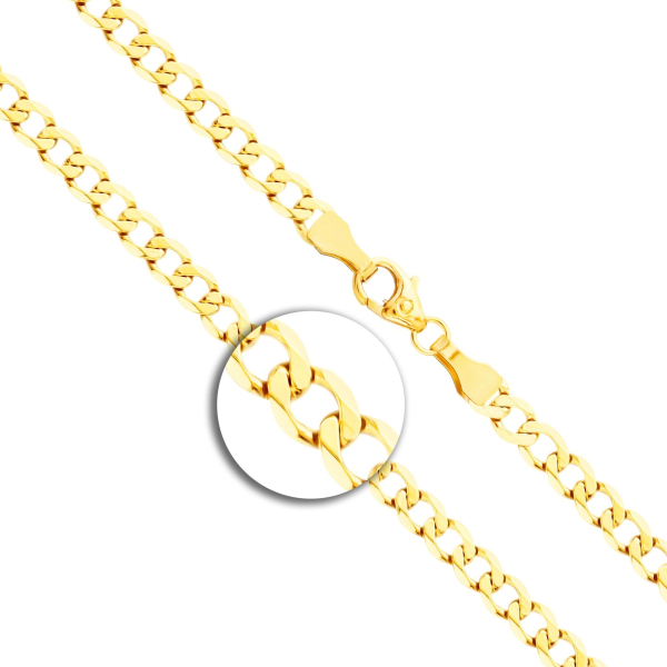 Goldkette als Panzerkette weit in Gelbgold 333 / 8K, 60 cm lang, 3,9 mm breit, Gewicht ca. 9.4 g.