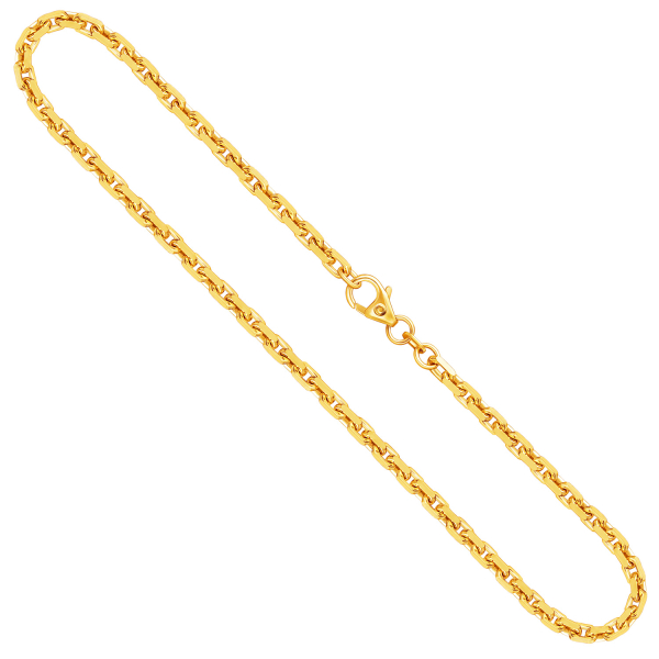 Goldkette als Ankerkette diamantiert in Gelbgold 585 / 14K, 60 cm lang, 3 mm breit, Gewicht ca. 28.4 g.