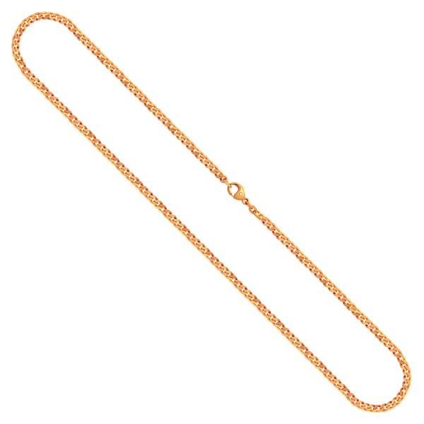 Goldkette als Panzerkette flach in Gelbgold 375 / 9K, 60 cm lang, 2,7 mm breit, Gewicht ca. 10 g.