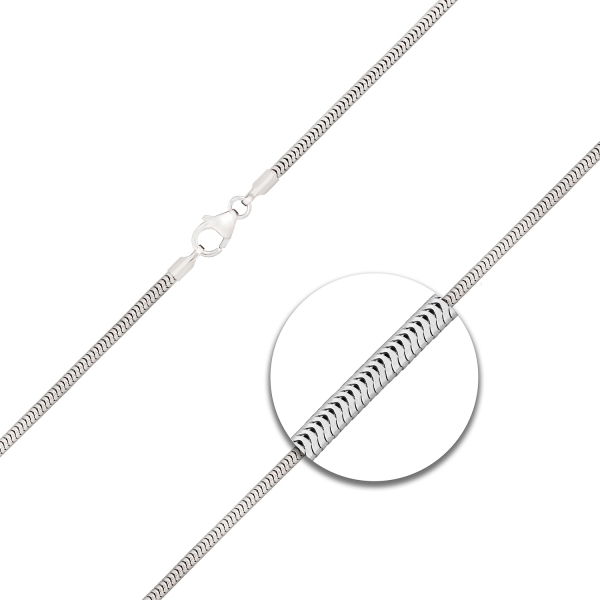 Goldkette als Schlangenkette in Weißgold 585 / 14K, 45 cm lang, 1,9 mm breit, Gewicht ca. 10,3 g.