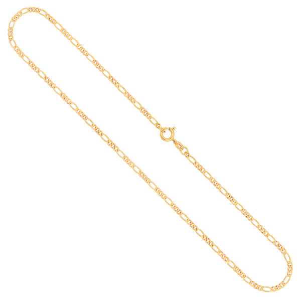 Goldkette als Figarokette diamantiert in Gelbgold 375 / 9K, 50 cm lang, 2,2 mm breit, Gewicht ca. 4.6 g.