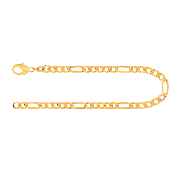 Armband als Figarokette diamantiert in Gelbgold 585 / 14K, 19 cm lang, 3,4 mm breit, Gewicht ca. 5.3 g.