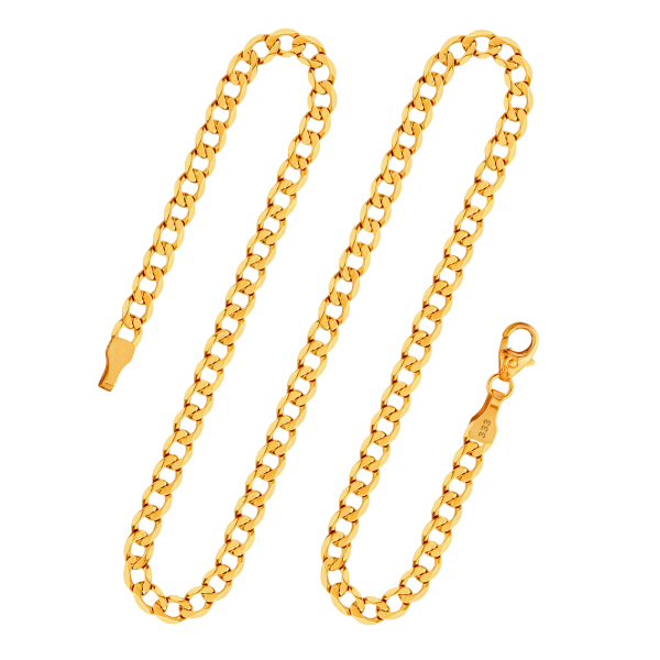 Goldkette als Panzerkette weit in Gelbgold 333 / 8K, 60 cm lang, 3,9 mm breit, Gewicht ca. 9.4 g.