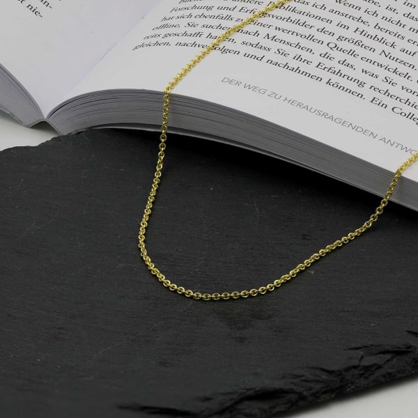Goldkette als Ankerkette rund in Gelbgold 585 / 14K, 60 cm lang, 2 mm breit, Gewicht ca. 7.2 g.