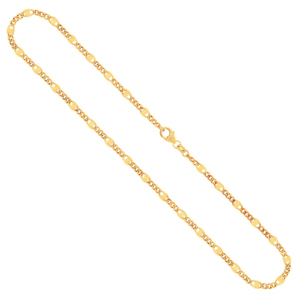 Goldkette als Panzerstegkette in Gelbgold 585 / 14K, 45 cm lang, 3,1 mm breit, Gewicht ca. 5 g.