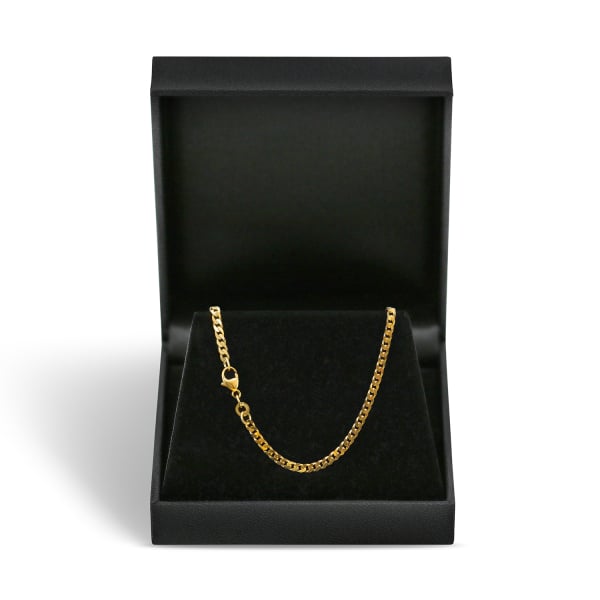 Goldkette als Panzerkette flach in Gelbgold 375 / 9K, 60 cm lang, 2,7 mm breit, Gewicht ca. 10 g.
