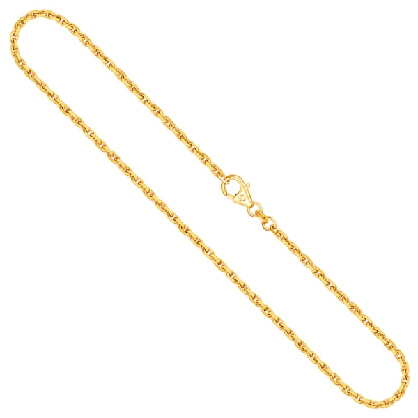 Goldkette als Ankerkette diamantiert in Gelbgold 585 / 14K, 55 cm lang, 2 mm breit, Gewicht ca. 11.5 g.