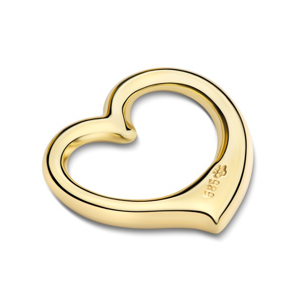 Anhänger Schwingendes Herz , Gelbgold 585 / 14K, Höhe 12 mm, Gewicht ca. 0,39 g