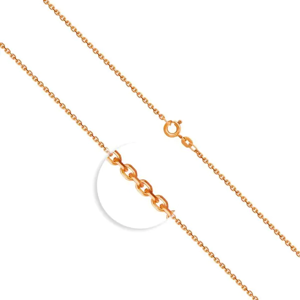 Goldkette als Ankerkette diamantiert in Rotgold 585 / 14K, 40 cm lang, 1,7 mm breit, Gewicht ca. 3.8 g.