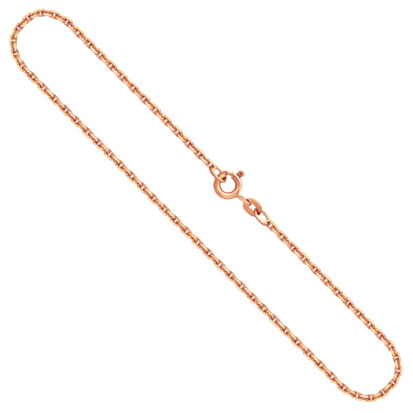 Goldkette als Ankerkette diamantiert in Rotgold 585 / 14K, 55 cm lang, 1,9 mm breit, Gewicht ca. 7.5 g.