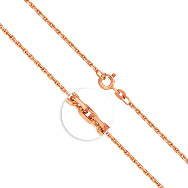 Goldkette als Ankerkette diamantiert in Rotgold 333 / 8K, 100 cm lang, 1,9 mm breit, Gewicht ca. 13.1 g.