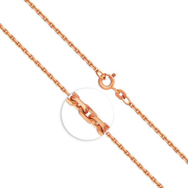 Goldkette als Ankerkette diamantiert in Rotgold 585 / 14K, 45 cm lang, 1,9 mm breit, Gewicht ca. 6 g.