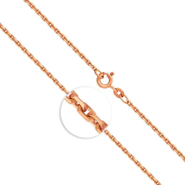 Goldkette als Ankerkette diamantiert in Rotgold 585 / 14K, 45 cm lang, 1,9 mm breit, Gewicht ca. 6 g.