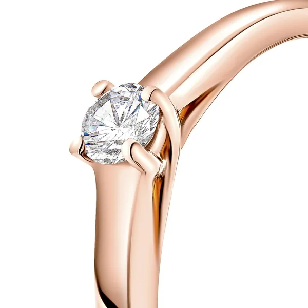 0,10 Karat Diamant Verlobungsring, Rotgold 585 / 14K, Breite 2 mm, Weite 49 mm, Gewicht ca. 2.2 g.