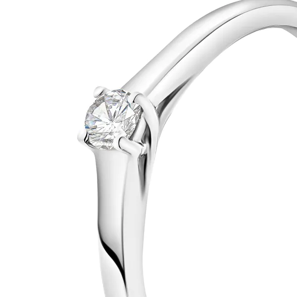 0,10 Karat Diamant Verlobungsring, Weißgold 585 / 14K, Breite 2 mm, Weite 58 mm, Gewicht ca. 2.2 g.