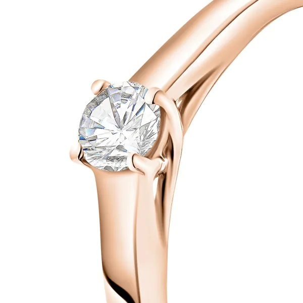 0,20 Karat Diamant Verlobungsring, Rotgold 585 / 14K, Weite 58 mm, Gewicht ca. 2.5 g.