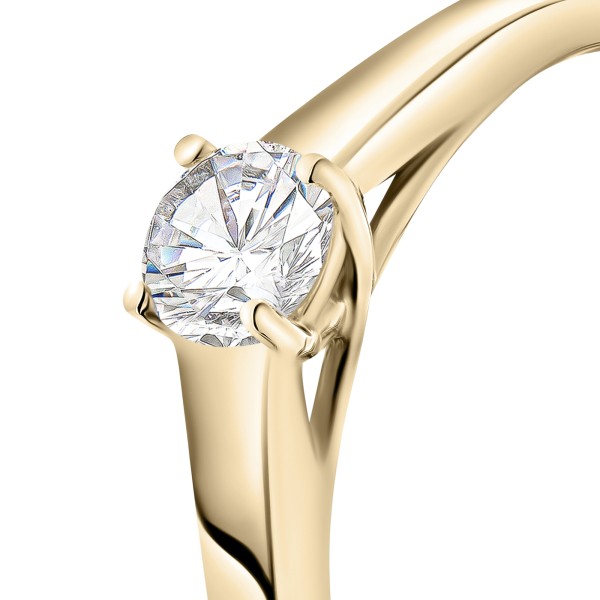 0,30 Karat Diamant Verlobungsring mit GIA Certifikate, Gelbgold 750 / 18K, Weite 56 mm, Gewicht ca. 2.84 g.