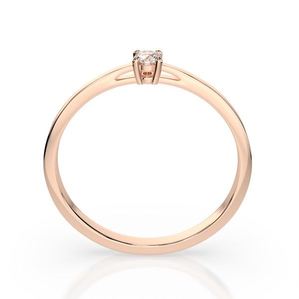 0,10 Karat Diamant Verlobungsring mit 1 Diamanten, Rotgold 585 / 14K, Weite 61 mm, Gewicht ca. 1.2 g.