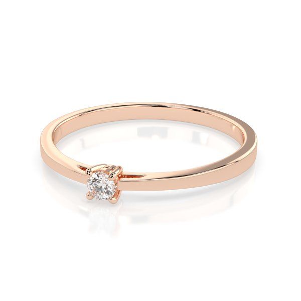 0,10 Karat Diamant Verlobungsring mit 1 Diamanten, Rotgold 585 / 14K, Weite 59 mm, Gewicht ca. 1.2 g.