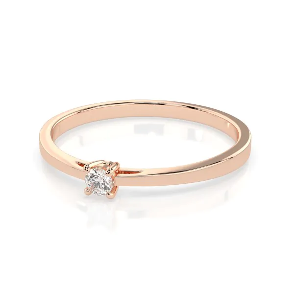 0,10 Karat Diamant Verlobungsring mit 1 Diamanten, Rotgold 585 / 14K
