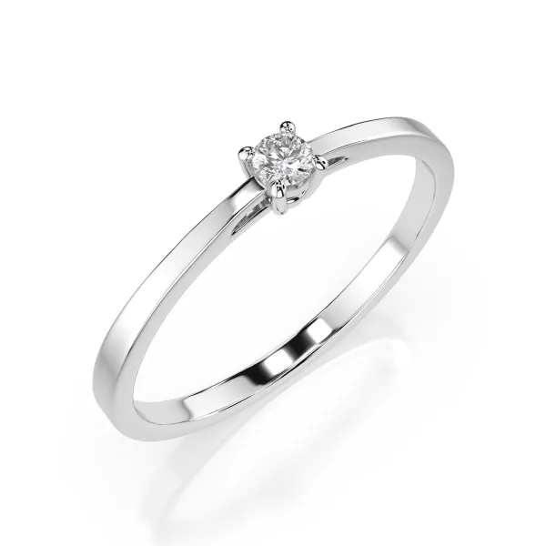 0,10 Karat Diamant Verlobungsring mit 1 Diamanten, Weißgold 585 / 14K, Weite 49 mm, Gewicht ca. 1.2 g.