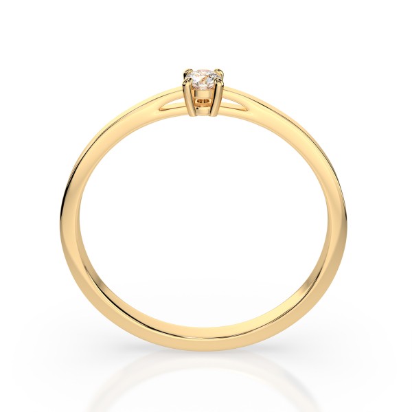 0,10 Karat Diamant Verlobungsring mit 1 Diamanten, Gelbgold 585 / 14K, Weite 63 mm, Gewicht ca. 1.2 g.