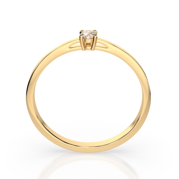 0,10 Karat Diamant Verlobungsring mit 1 Diamanten, Gelbgold 585 / 14K, Weite 71 mm, Gewicht ca. 1.2 g.