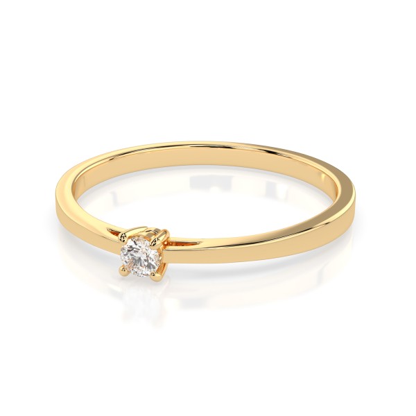 0,10 Karat Diamant Verlobungsring mit 1 Diamanten, Gelbgold 585 / 14K, Weite 50 mm, Gewicht ca. 1.2 g.