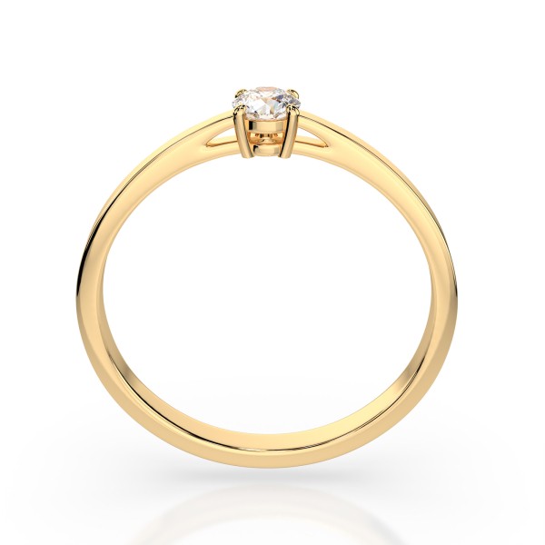 0,15 Karat Diamant Verlobungsring, Gelbgold 585 / 14K, Weite 49 mm, Gewicht ca. 1.4 g.