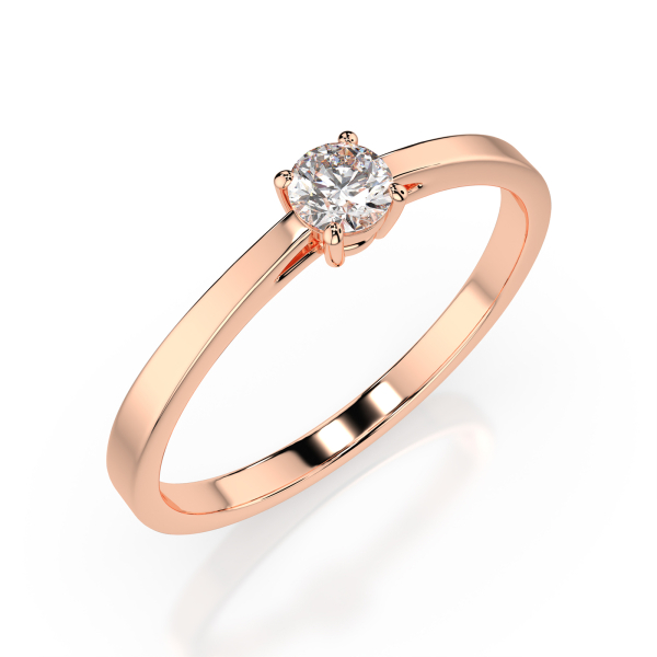 0,20 Karat Diamant Verlobungsring mit 1 Diamanten, Rotgold 585 / 14K, Weite 59 mm, Gewicht ca. 1.5 g.