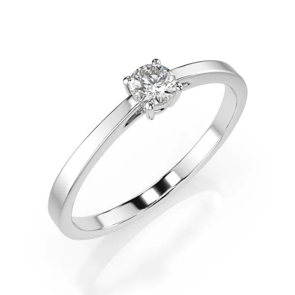0,20 Karat Diamant Verlobungsring mit 1 Diamanten, Weißgold 585 / 14K, Weite 49 mm, Gewicht ca. 1.5 g.