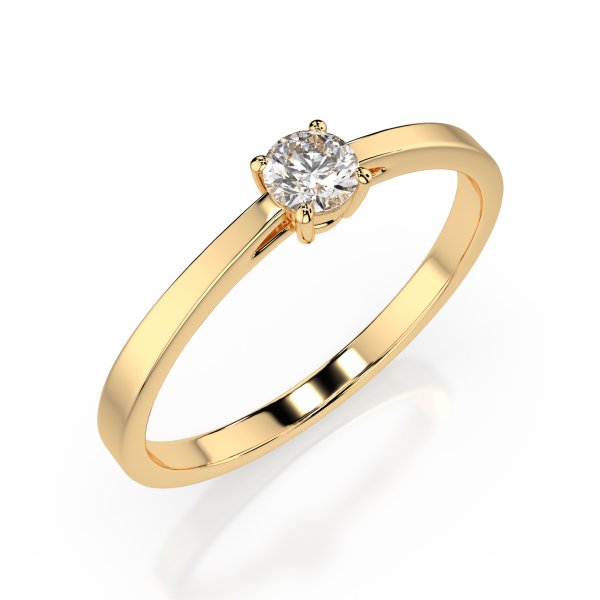 0,20 Karat Diamant Verlobungsring mit 1 Diamanten, Gelbgold 585 / 14K, Weite 50 mm, Gewicht ca. 1.5 g.