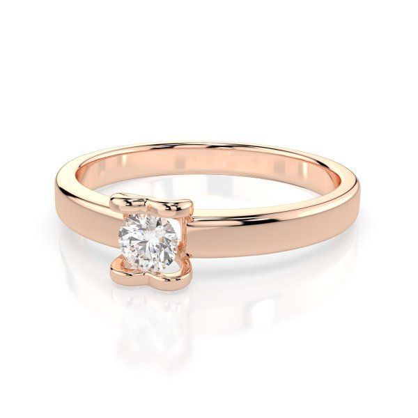 0,15 Karat Diamant Verlobungsring mit 1 Diamanten, Rotgold 585 / 14K, Weite 60 mm, Gewicht ca. 2.0 g.