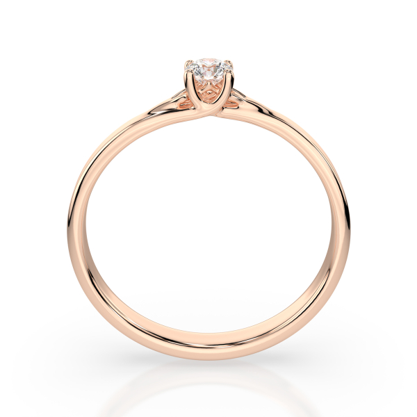 0,1 Karat Diamant Verlobungsring, Rotgold 585 / 14K, Weite 65 mm, Gewicht ca. 1.3 g.