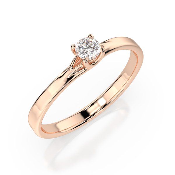 0,1 Karat Diamant Verlobungsring, Rotgold 585 / 14K, Weite 71 mm, Gewicht ca. 1.3 g.