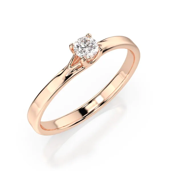 0,1 Karat Diamant Verlobungsring, Rotgold 585 / 14K, Weite 50 mm, Gewicht ca. 1.3 g.