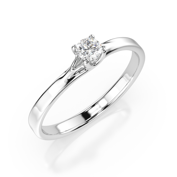 0,1 Karat Diamant Verlobungsring, Weißgold 585 / 14K, Weite 59 mm, Gewicht ca. 1.3 g.