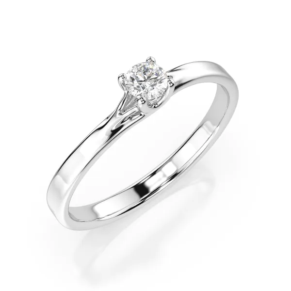 0,1 Karat Diamant Verlobungsring, Weißgold 585 / 14K, Weite 49 mm, Gewicht ca. 1.3 g.