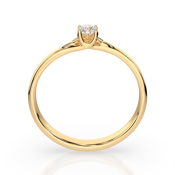 0,1 Karat Diamant Verlobungsring, Gelbgold 585 / 14K, Weite 68 mm, Gewicht ca. 1.3 g.