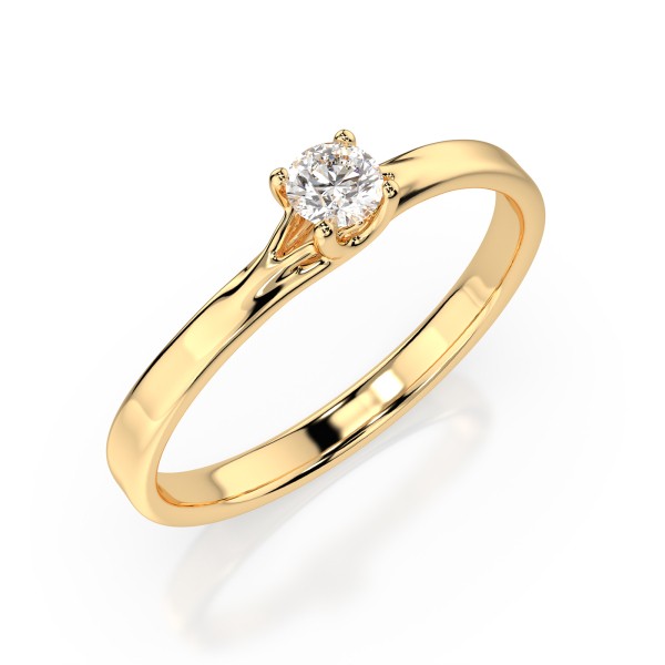 0,1 Karat Diamant Verlobungsring, Gelbgold 585 / 14K, Weite 50 mm, Gewicht ca. 1.3 g.