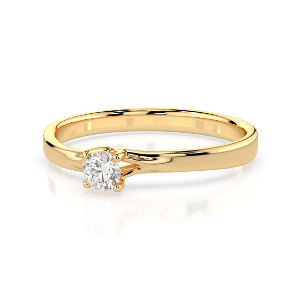 0,1 Karat Diamant Verlobungsring, Gelbgold 585 / 14K, Weite 70 mm, Gewicht ca. 1.3 g.