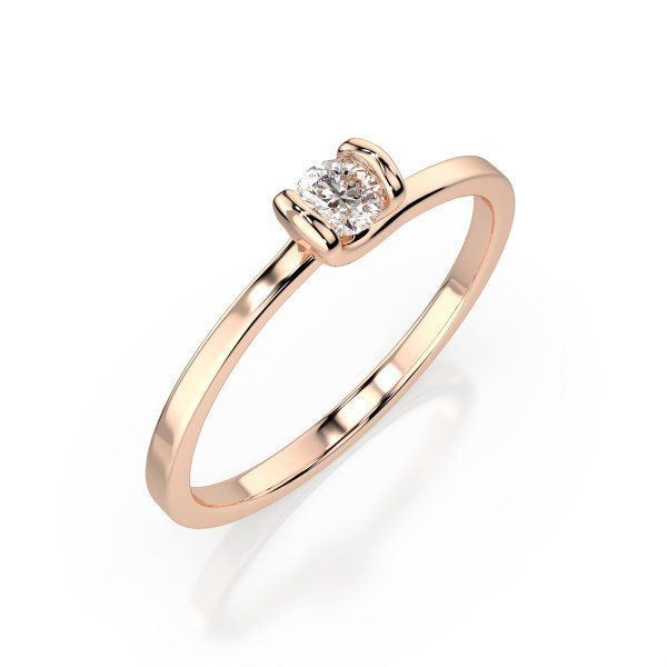 0,10 Karat Diamant Verlobungsring mit 1 Diamanten, Rotgold 585 / 14K, Weite 49 mm, Gewicht ca. 1.3 g.