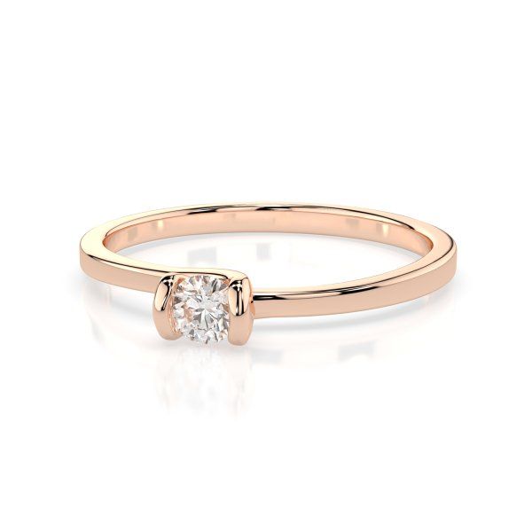 0,10 Karat Diamant Verlobungsring mit 1 Diamanten, Rotgold 585 / 14K, Weite 62 mm, Gewicht ca. 1.3 g.