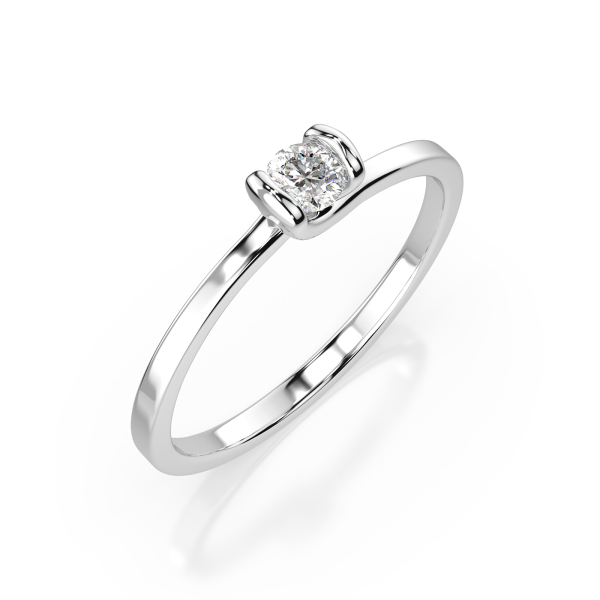 0,10 Karat Diamant Verlobungsring mit 1 Diamanten, Weißgold 585 / 14K, Weite 49 mm, Gewicht ca. 1.3 g.