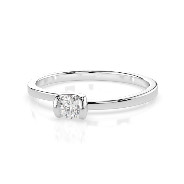 0,10 Karat Diamant Verlobungsring mit 1 Diamanten, Weißgold 585 / 14K, Weite 49 mm, Gewicht ca. 1.3 g.