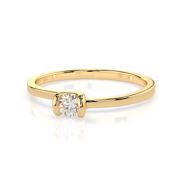 0,10 Karat Diamant Verlobungsring mit 1 Diamanten, Gelbgold 585 / 14K, Weite 61 mm, Gewicht ca. 1.3 g.