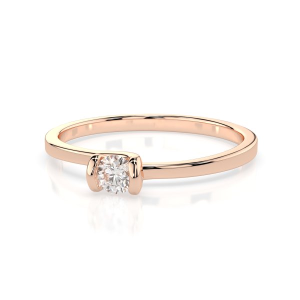 0,15 Karat Diamant Verlobungsring mit 1 Diamanten, Rotgold 585 / 14K, Weite 59 mm, Gewicht ca. 1.4 g.
