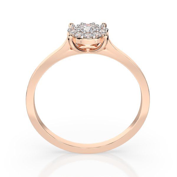 0,15 Karat Diamant Verlobungsring mit 11 Diamanten, Rotgold 585 / 14K, Weite 66 mm, Gewicht ca. 1.7 g.