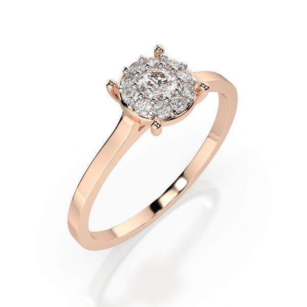 0,15 Karat Diamant Verlobungsring mit 11 Diamanten, Rotgold 585 / 14K, Weite 66 mm, Gewicht ca. 1.7 g.