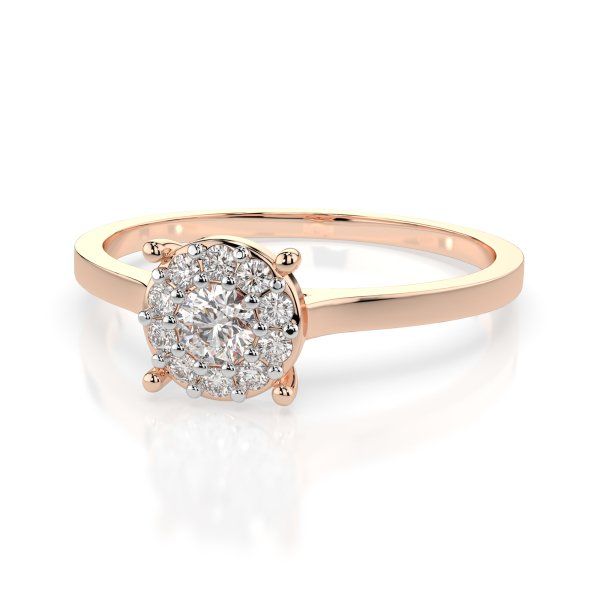 0,15 Karat Diamant Verlobungsring mit 11 Diamanten, Rotgold 585 / 14K, Weite 63 mm, Gewicht ca. 1.7 g.